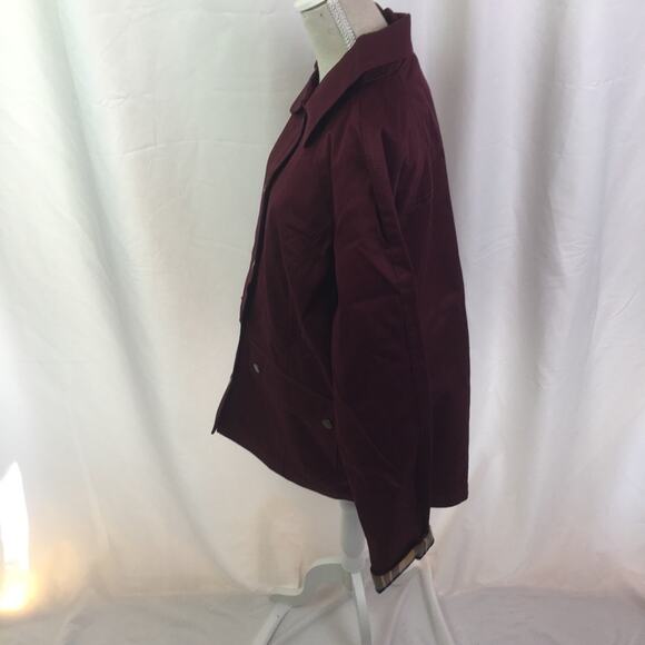 Denim&Co hi lo snap button Jacket wine burgundy XS - Picture 14 of 16
